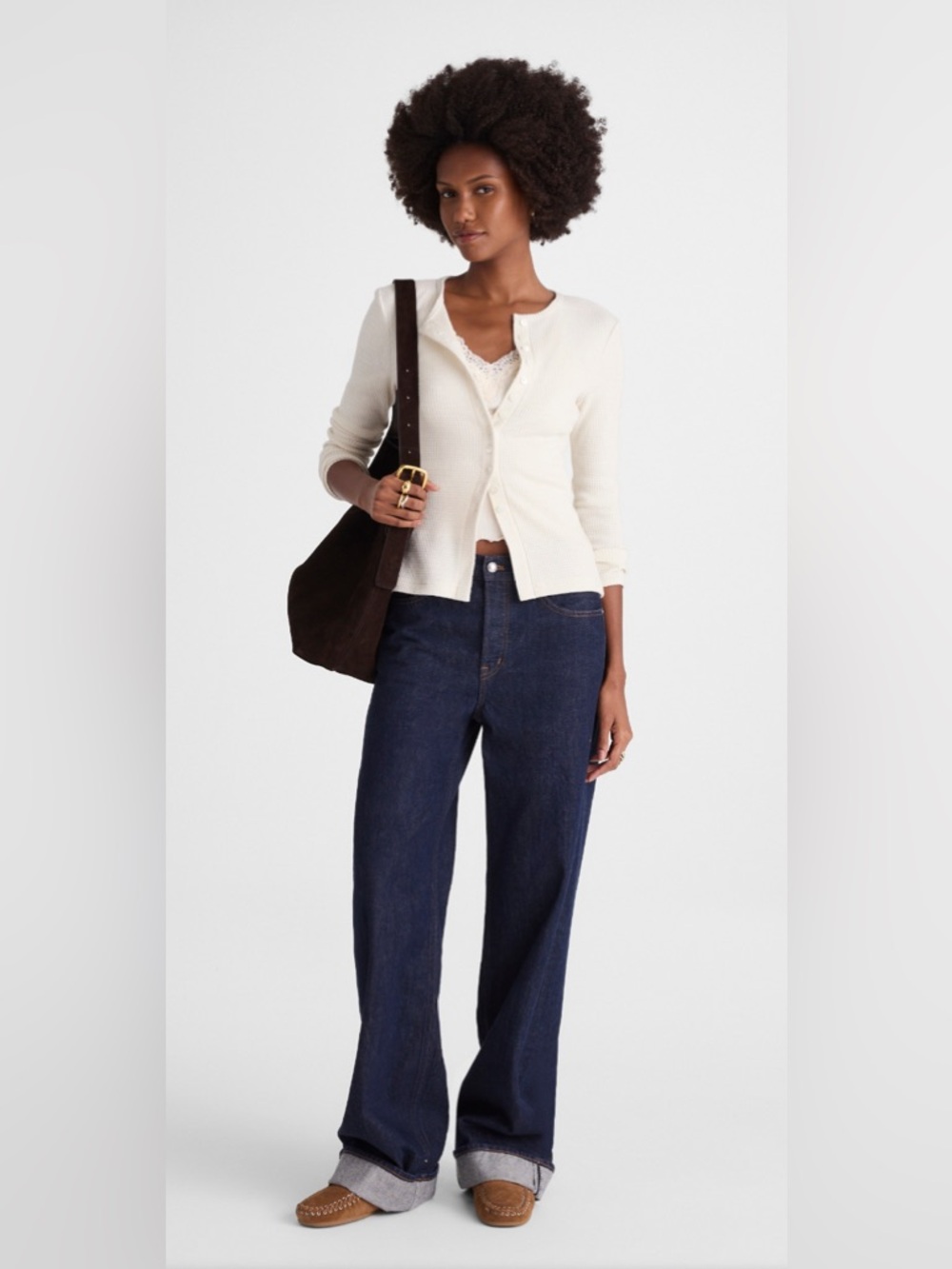 NWT MADEWELL Waffle Knit Cutaway Crewneck Cardigan size women’s medium